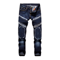 Mens Skinny jeans men 2016 Runway Distressed slim elastic jeans denim Biker jeans hiphop pants Washed