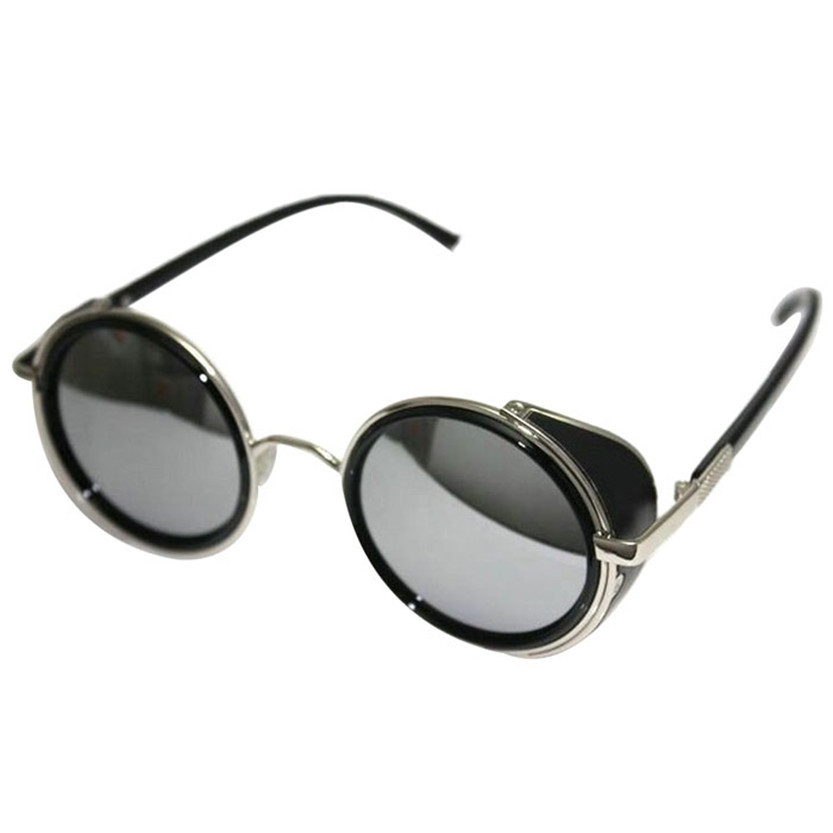 Fabulous 2015 1pcs Vintage Retro style Mirror Lens Round Glasses Cyber Steampunk Goggles Sunglasses Men Women