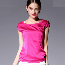 2016European Style Fashion Casual Candy Color Chiffon Silk Short-Sleeved Shirt Wild Women Blouses Tops Plus Size Summer Clothing