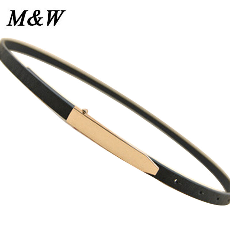 Image of Fashion Candy Color Gold Metal Buckle Thin cintos femininos Women's Pigskin Leather belt good quality all match Belts for Woman
