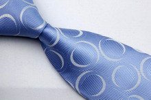 NT0106 Blue White Circle Fashion Jacquard Woven Classic Silk Polyester Man s Business Wedding Luxury Tie