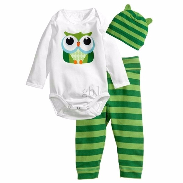 2016 New Fashion Baby Boy Clothing Set 3pcs(Long-sleeved Romper+hat+pants) Infant Newborn Baby Girls Character Clothes Suit 18