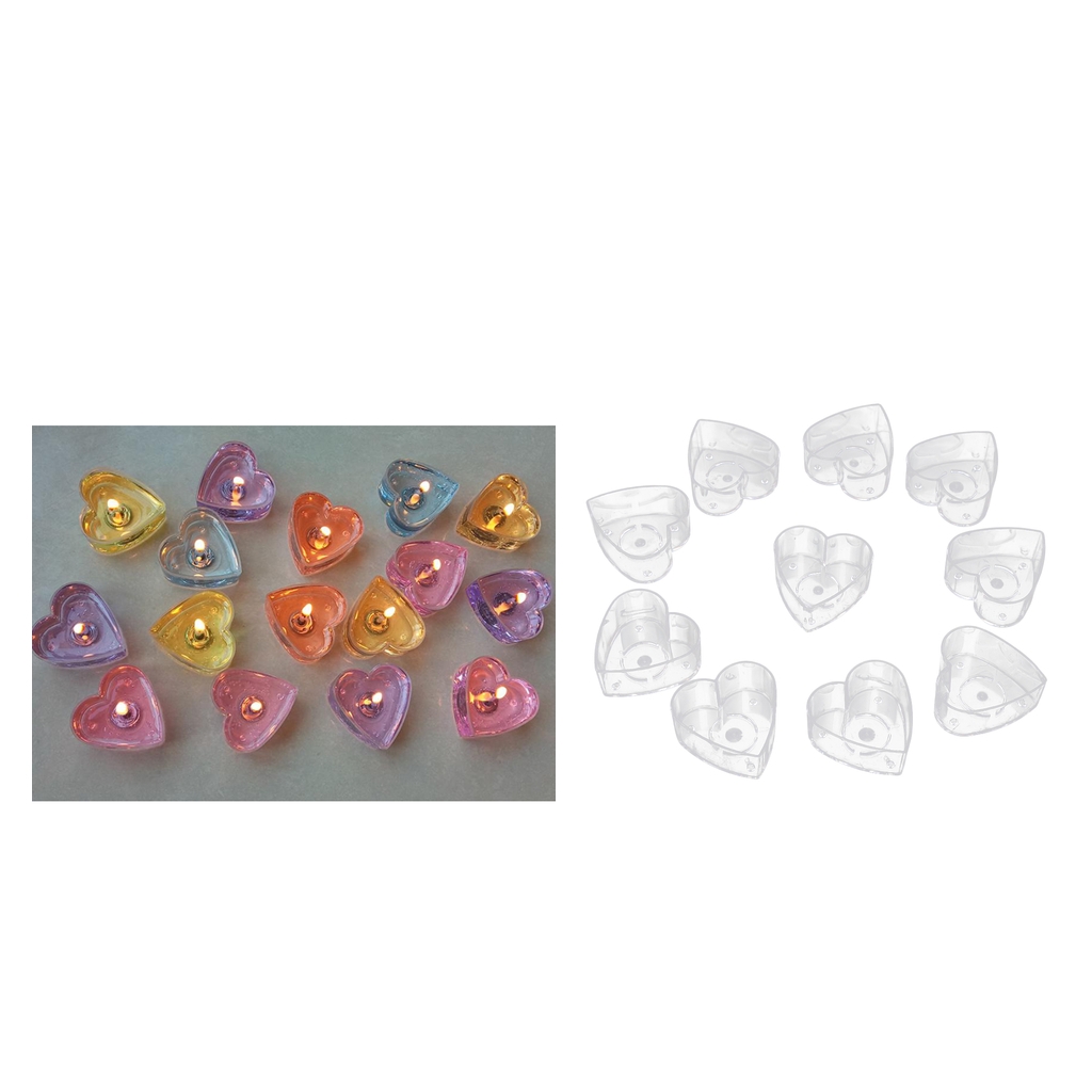 20 Pieces Wedding Gift Supply Love Heart Shaped Tea Light Clear Plastic Cup Holders DIY Candle Making