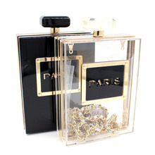2015 Hot Selling Women Perfume Bottle Clutch Bags Paris Acrylic Clutch Party Bag Fashion Lady Handbag Evening Bag A6005