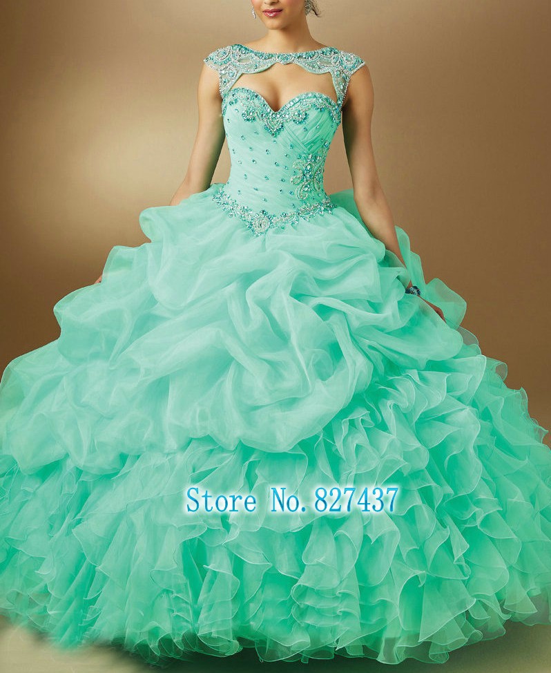 de 15 anos curto 89048 Quinceanera Dresses Mint Pink Lilac Organza Ball Gow...