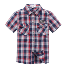 Free Shipping New Fashion Summer Boys Short sleeve font b Plaid b font Shirt 100 Cotton