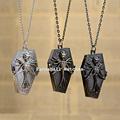 6pcs Retro Alloy Skull Pendant Pocket Watches Quartz Watch with Iron Chain and Lobster Claw Clasps