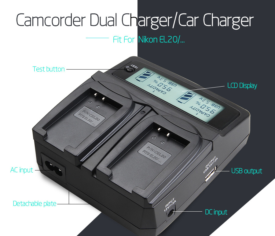 1 AW1 1 V3 DSTE 2 Piezas de Recambio de bateria EN-EL20 Batterie 1 J2 USB Cargador Dual Compatible con Nikon 1 J1 1 J3 1 S1