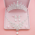 Bridal headdress hair accessories wedding accessories wedding jewelry crown three piece rhinestones necklace Korea new upscale