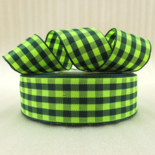 10Y42281 1″(25mm) green plaid scotish ribbon printed polyester ribbon 10 yards, DIY handmade materials, wedding gift wrap