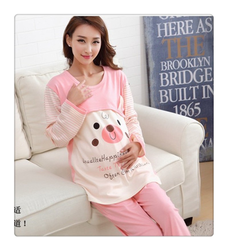  maternity long sleeve cotton pajamas (5)