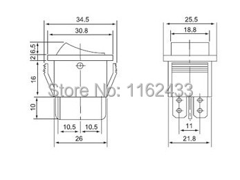 KCD4 KCD6 KCD7 series rocker switch drawing