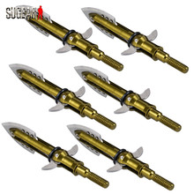 6pcs lot Sports Shooting Archery Arrowhead 100 Grain 2 Blade Steel Military Arrow Tip Broadheads Arrow