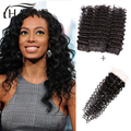 6A Brazilian virgin Hair Bundles With Lace Closure Cheap Human Hair Deep Wave With Closure Brazilian