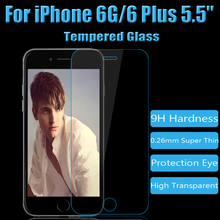 Unrivaled Touch Sensitivity 9H & 0.26mm&2.5D Tempered Glass Screen Protector For iPhone 6G &6G 5.5”Plus 10pcs/lot Free Shipping