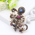 Classic Vintage Turkish Gold Plated Floral Brooch For Women Jewelry Retro Sapphire Broches Brooch Ladies Engagement