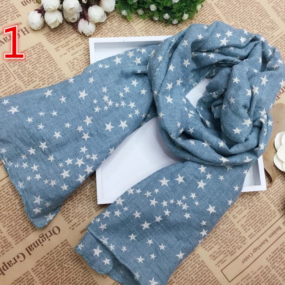 Image of New 2015 Autumn Fashion Kid's Pink Blue Star Long Soft Cotton Shawl Scarf 6Color Free Shipping
