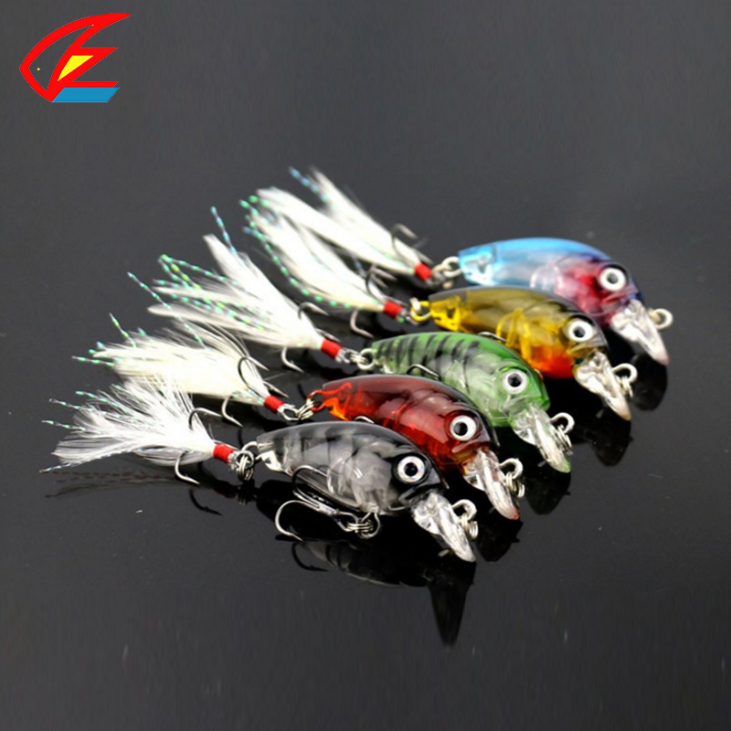 Image of 1x 3.6cm 4g Fishing Lures Crank Baits Mini Crankbait 3D Fish Eye Artificial Lure Bait with Feather Siumlation Fake Lure CB028