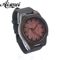 Excellent quality top japanese movement wristwatches leather bamboo wooden watches for men and women gifts