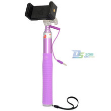 Pink Extendable Selfie Wired Stick Phone Holder Remote Shutter Monopod For Smartphone