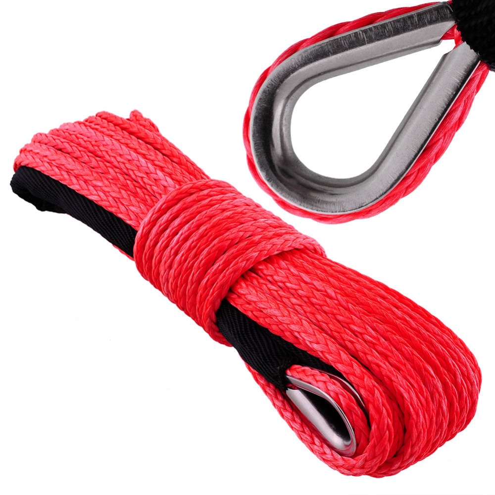 5/16" x 40m Hot Seller Red UHMWPE Synthetic Winch Rope With Hook For