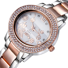 2015 nueva moda de Metal correa vestido relojes mujer Rhinestone checo reloj chapado en oro rosa resistente al agua reloj de cuarzo damas