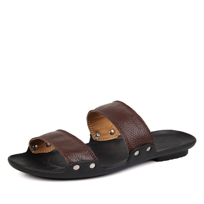... Shoes-Leather-Slippers-Man-Sandals-Massage-Personality-Flat-Sandals