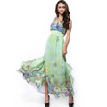 Plus Size 6 7XL Summer Women Sexy Elegant Beach Vestido Light Chiffon Tunic Flower Floral Printed