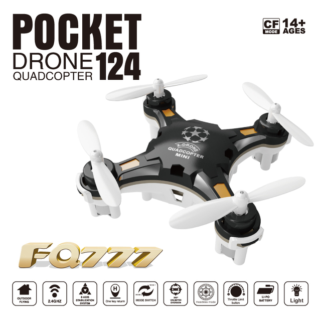 Бесплатная Доставка FQ777-124 Карман Беспилотный 4CH 6 Оси Гироскопа Quadcopter С Отключаемым Контроллер RTF Вертолет Игрушки