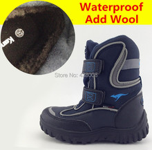 4 Colors Top 2014 Fashion Children Snow Boots Genuine Leather Waterproof Kids Winter Shoes Add Wool