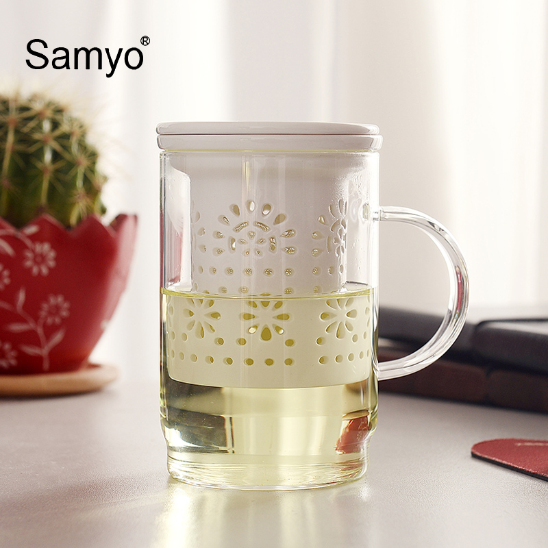 Free shipping high quality borosilicate glass mugs ceramic filter coffee mugs tea cupinCups