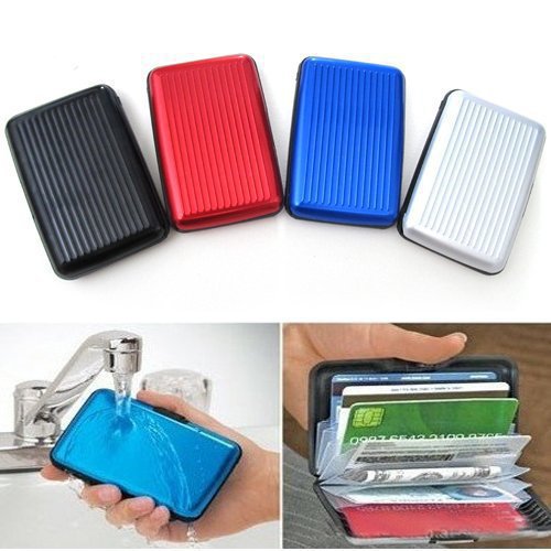 Image of Waterproof Business ID credit wallet aluminium card holder case aluma wallet cardholder metal Shiny Side Anti RFID scan Cover