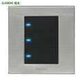 GJSBDG Luxury Wall Switch 3 Gang 1 Way Panel Light Switch Touch Switch LED Indicator 250V