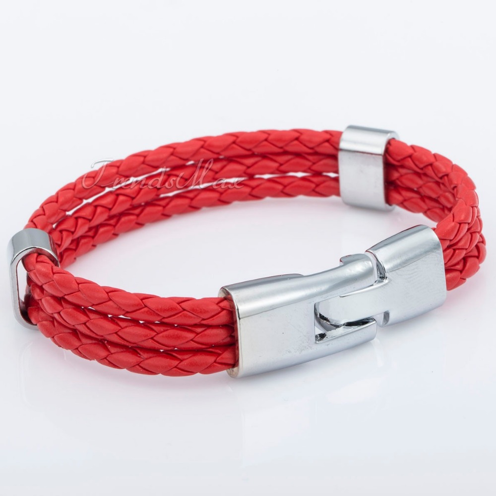 Bulk Sale 8inch 12mm Fashion MENS Womens Leather Bracelet Jewelry 6 Colors Rope Surfer Wrap Wristband
