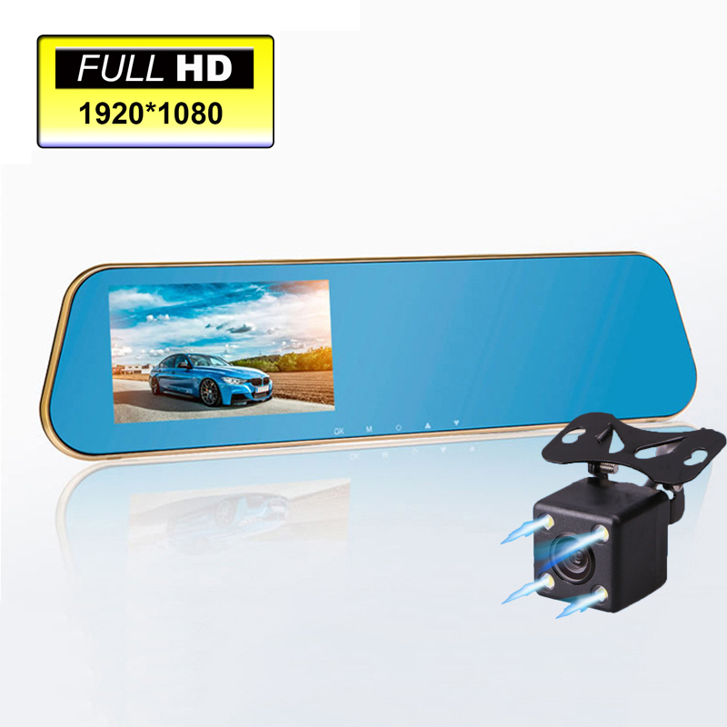 Image of Novatek 96650 Digital Video Recorder Auto Blue Rear-view Mirror Car Dvr Dual Lens Camera Rearview Mirror Vehicle Registrar