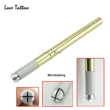 Golden Tebori Pen Microblading pen tattoo machine for permanent makeup manual pen with 2pcs needle blade