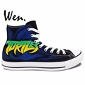 Wen Blue Hand Painted Shoes Design Custom TMNT Teenage Mutant Ninja Turtles High Top Man Woman