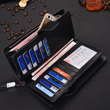 women wallets genuine leather zipper mens long wallet leather genuine zipper hasp fashion acrylic solid black