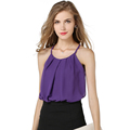 Bottoming shirt summer 2016 sleeveless chiffon solid vest big yards fashion trend loose shirt for women
