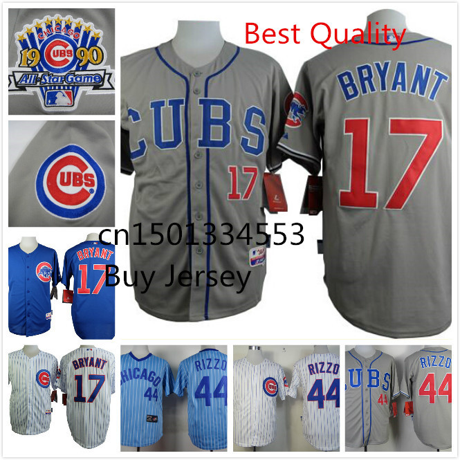 Image of 2015 Chicago Cubs Kris Bryant, Anthony Rizzo Sammy Sosa, Kyle Schwarber Jersey, US Size M L XL XXL 3XL