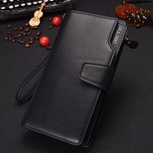 2015 Luxury Brands Men’s Leather Zipper Multi-card Bit Long Paragraph Large Capacity Handbag Genuine Purse Business