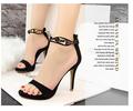 pu leather fashion female high heeled sandals sexy nightclub fine with high heeled sandals with metal