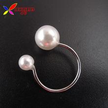 2014 Fashion Gold Silver Adjustable Copper Metal Double faux Pearl designer Women s cuff finger rings
