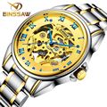 Fashion Luxury Brand BINSSAW Men Watches 2016 New automatic Mechanical Watch Gold Male skeleton Wristwatch relogio