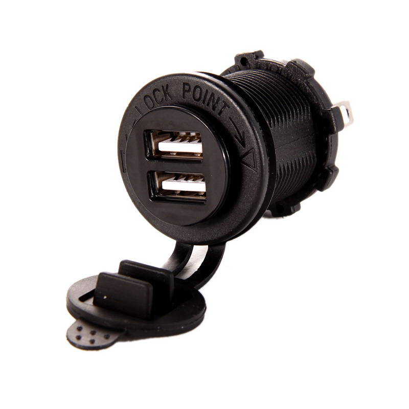R1B1 Waterproof Dual USB Charger Socket Outlet 3.1 amp Panel Mount Motorcycle Free Shipping