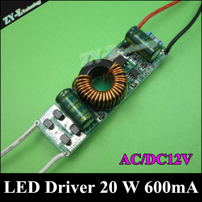 2pc/lot Led Driver 20 W input AC/DC12-24V,600mA Power Supply led Lighting transformer 20W 10 Series 2 parallel Driver freeshippi