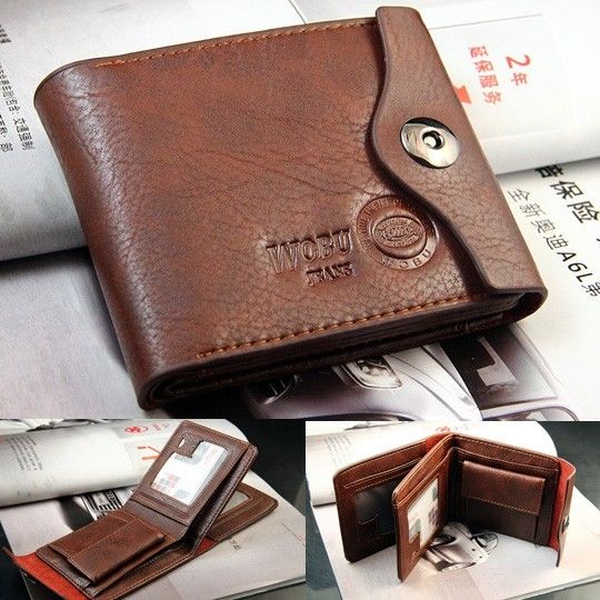 Image of Bifold Wallet Men's Genuine Brown Credit/ID Card Holder Slim Purse Gift