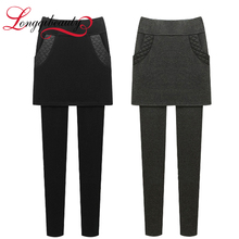2016 New Fashion Women’s Package Hip Skirt Leggings Skirt Leggings Cotton High Elasticity Good Quality Thick Velvet Pants