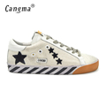 CANGMA Original Italy Deluxe Brand Homme Superstar Shoes Men Genuine Leather Hemp Low Male Casual White
