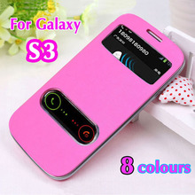 Slim Touch Screen View With Window Original Flip Leather Case Back Cover Shockproof Holster For Samsung Galaxy S3 S 3 SIII i9300